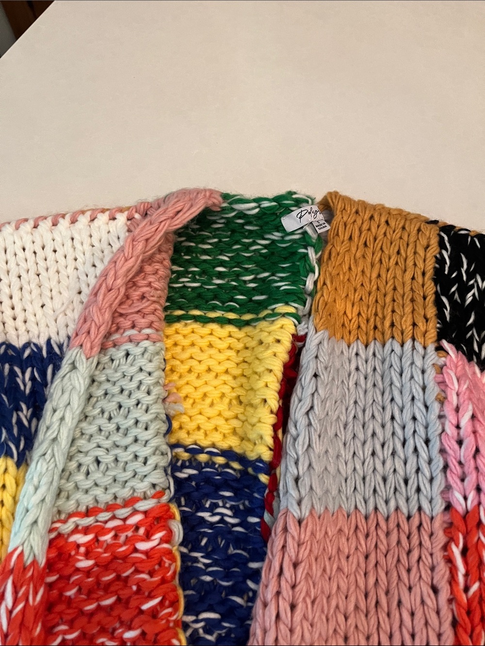 Multicolor Patchwork Chunky Knit Cardigan Sweater - Women - Picture 3 of 5